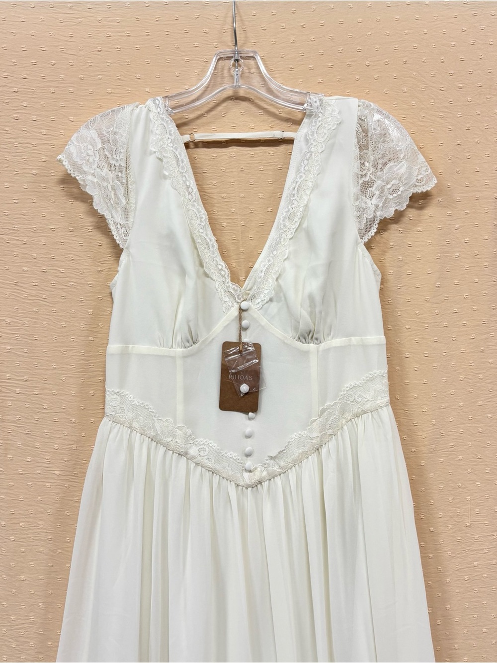 RIHOAS Ivory Lace-Trim V-Neck Wedding Gown 🤍
